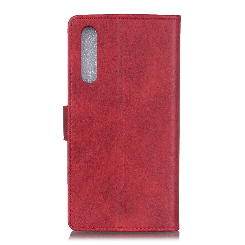 Flip Case Leren Honor 9X Pro Rood Zwart Retro Mat Leereffect