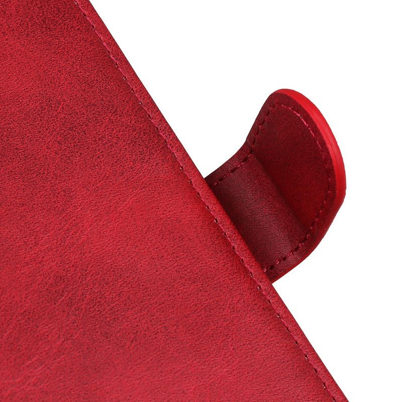 Flip Case Leren Honor 9X Pro Rood Zwart Retro Mat Leereffect