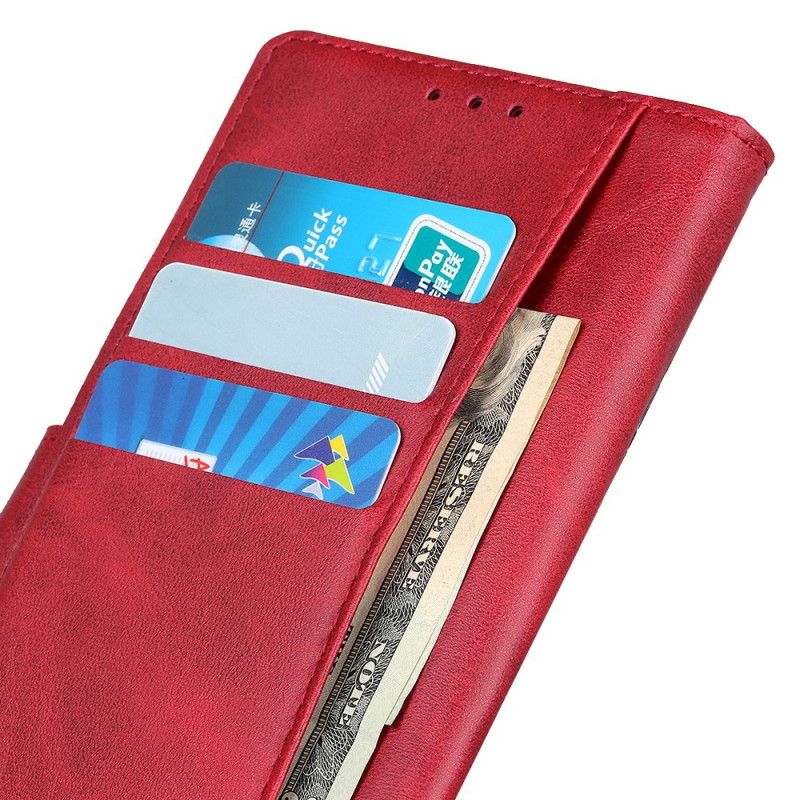 Flip Case Leren Honor 9X Pro Rood Zwart Retro Mat Leereffect