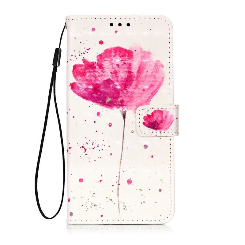 Leren Hoesje Honor 9X Pro 3D Aquarel Klaproos