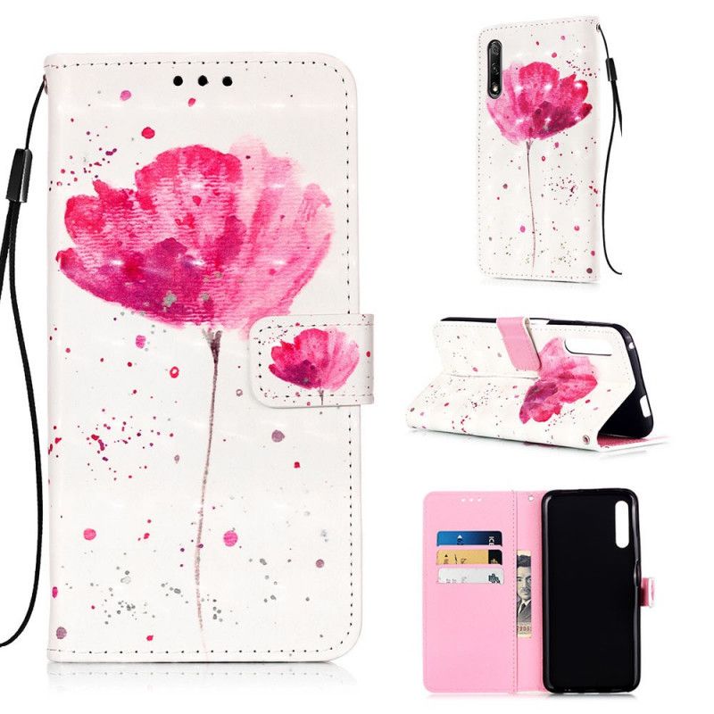 Leren Hoesje Honor 9X Pro 3D Aquarel Klaproos