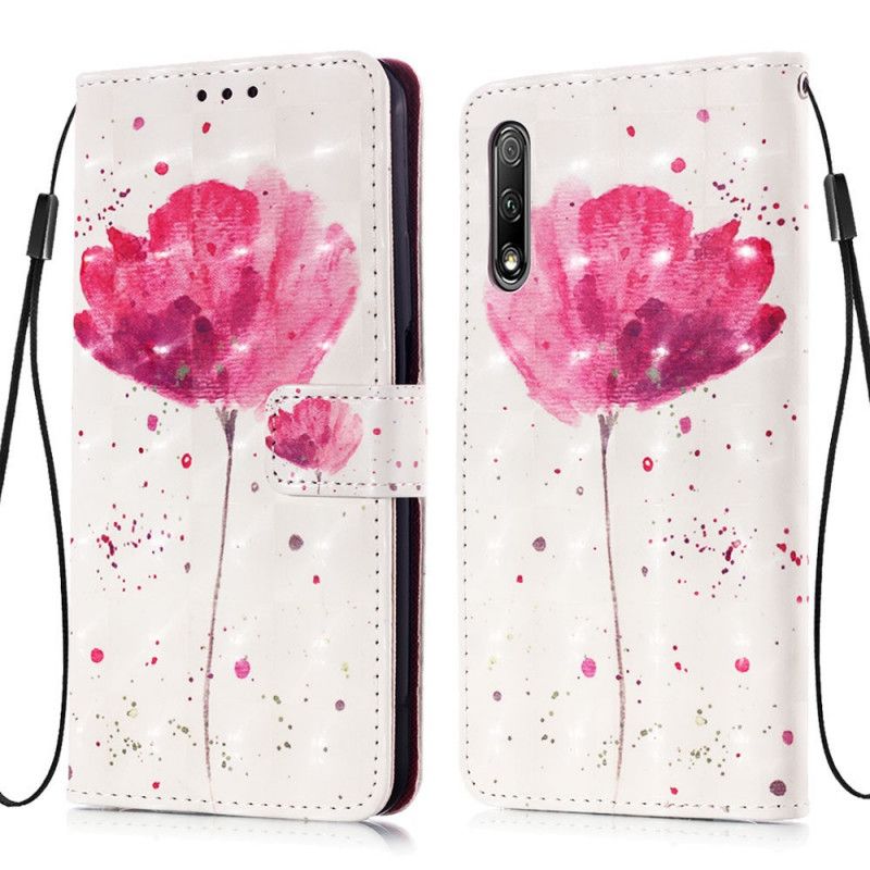 Leren Hoesje Honor 9X Pro 3D Aquarel Klaproos