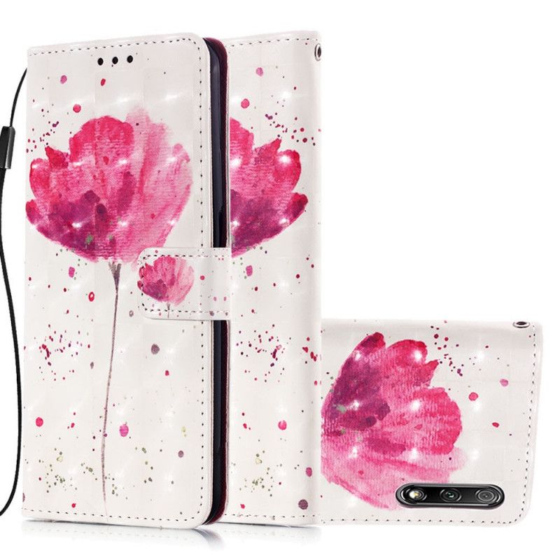 Leren Hoesje Honor 9X Pro 3D Aquarel Klaproos