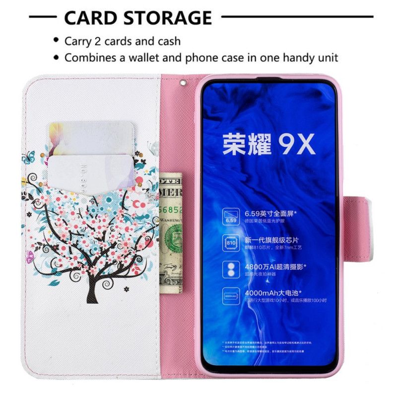 Leren Hoesje Honor 9X Pro Bloemrijke Boom