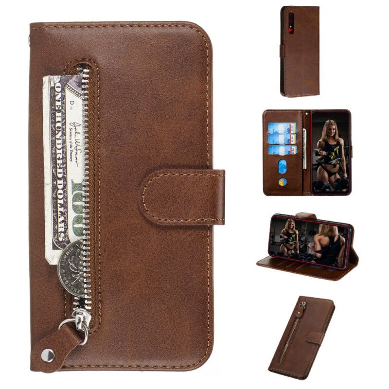 Leren Hoesje Honor 9X Pro Bruin Zwart Telefoonhoesje Vintage Portemonnee