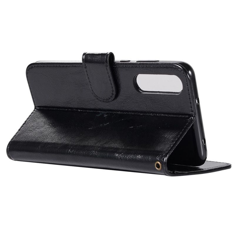 Leren Hoesje Honor 9X Pro Koffie Vintage Leereffect Met Riem