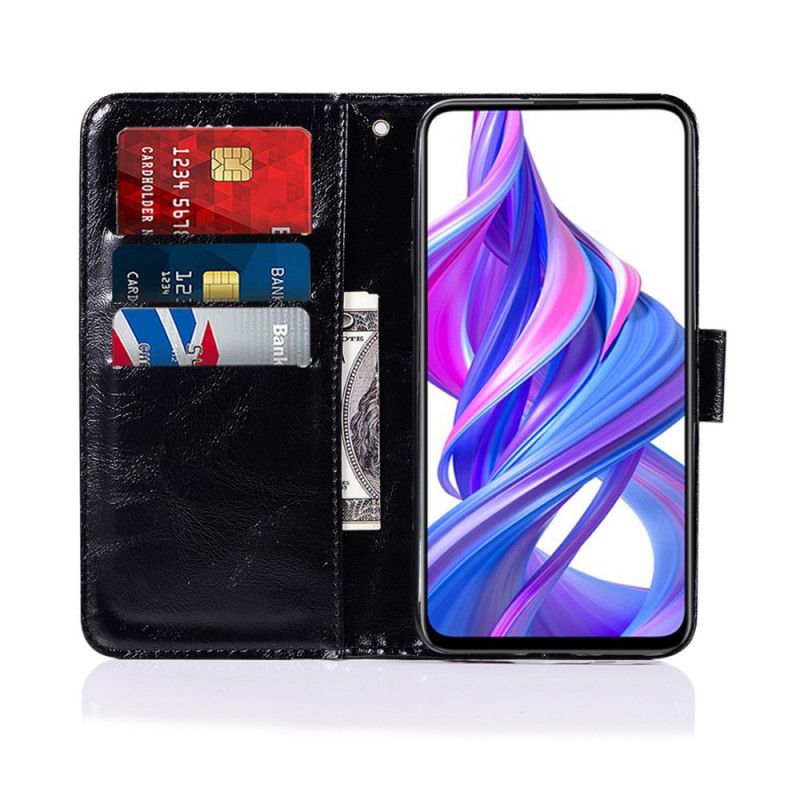 Leren Hoesje Honor 9X Pro Koffie Vintage Leereffect Met Riem