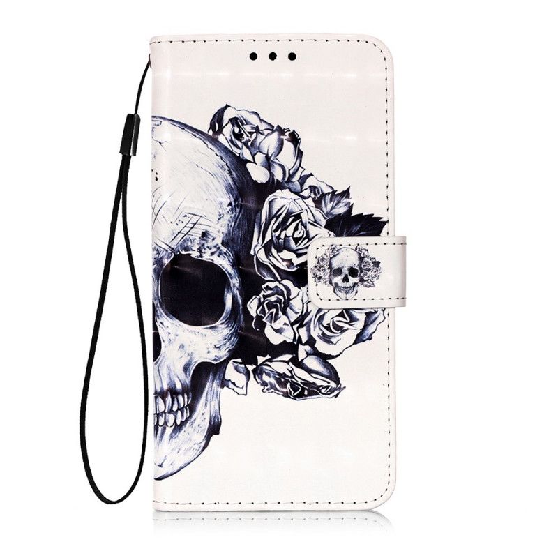 Leren Hoesje Honor 9X Pro Telefoonhoesje 3D Bloemenschedel