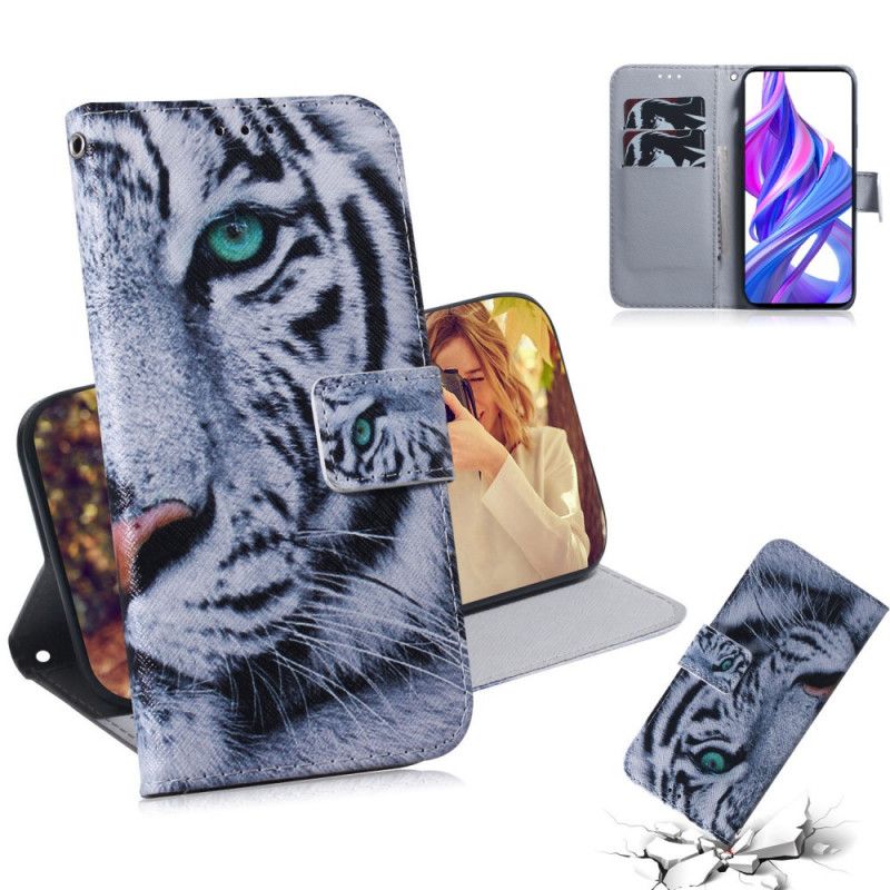 Leren Hoesje voor Honor 9X Pro Witte Tijger