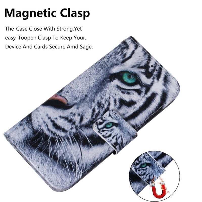 Leren Hoesje voor Honor 9X Pro Witte Tijger