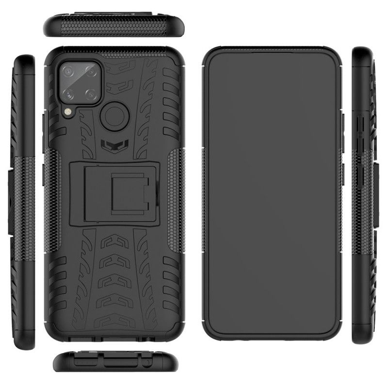 Cover Hoesje Realme C11 Wit Zwart Telefoonhoesje Ultrabestendig