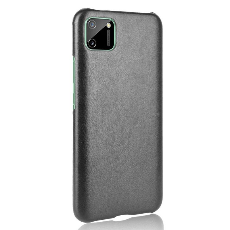 Hoesje Realme C11 Grijs Zwart Prestatie Lychee Leereffect
