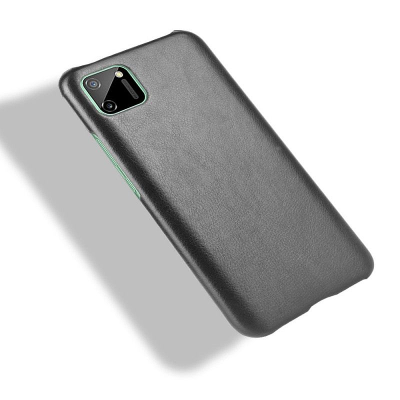 Hoesje Realme C11 Grijs Zwart Prestatie Lychee Leereffect