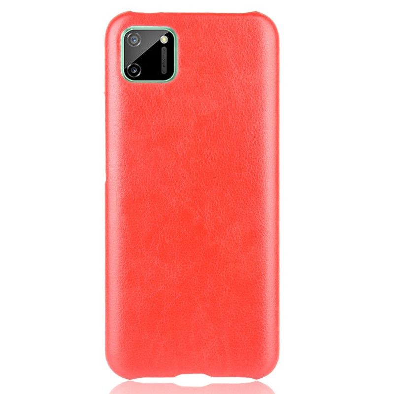 Hoesje Realme C11 Grijs Zwart Prestatie Lychee Leereffect