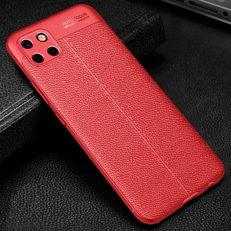 Hoesje Realme C11 Rood Zwart Dubbellijns Lychee Leereffect