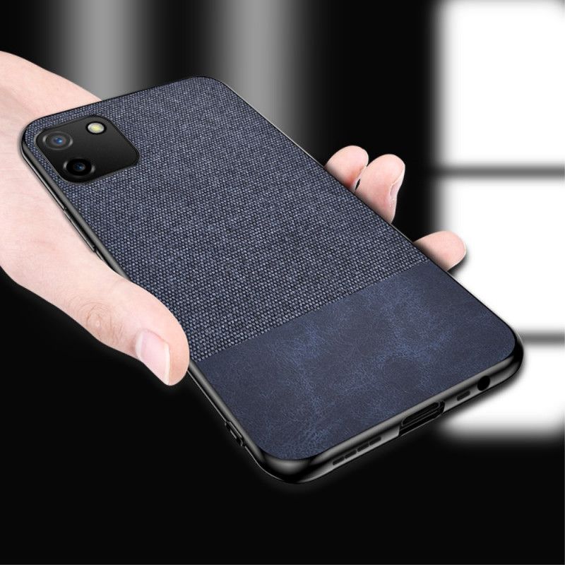 Hoesje voor Realme C11 Grijs Zwart Bi-Texture Imitatieleer