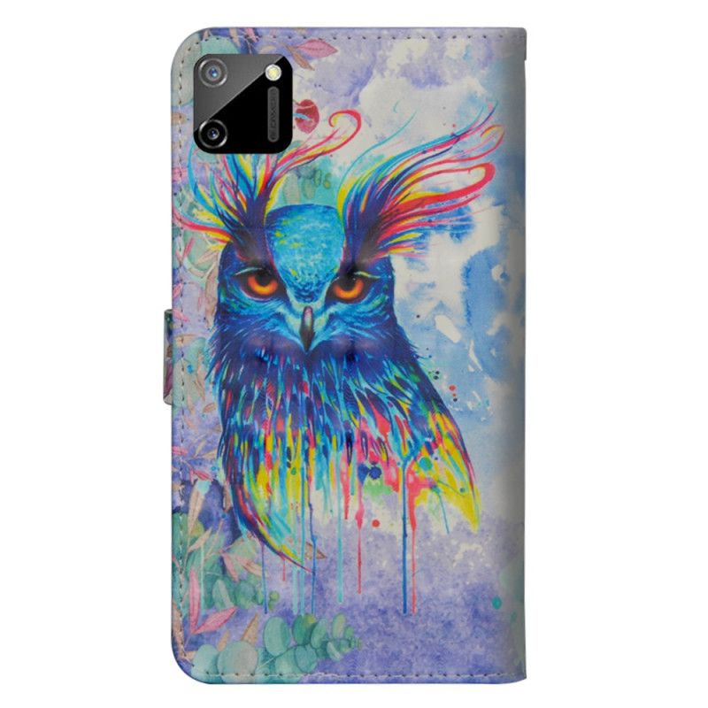 Leren Hoesje Realme C11 Aquarel Vogel