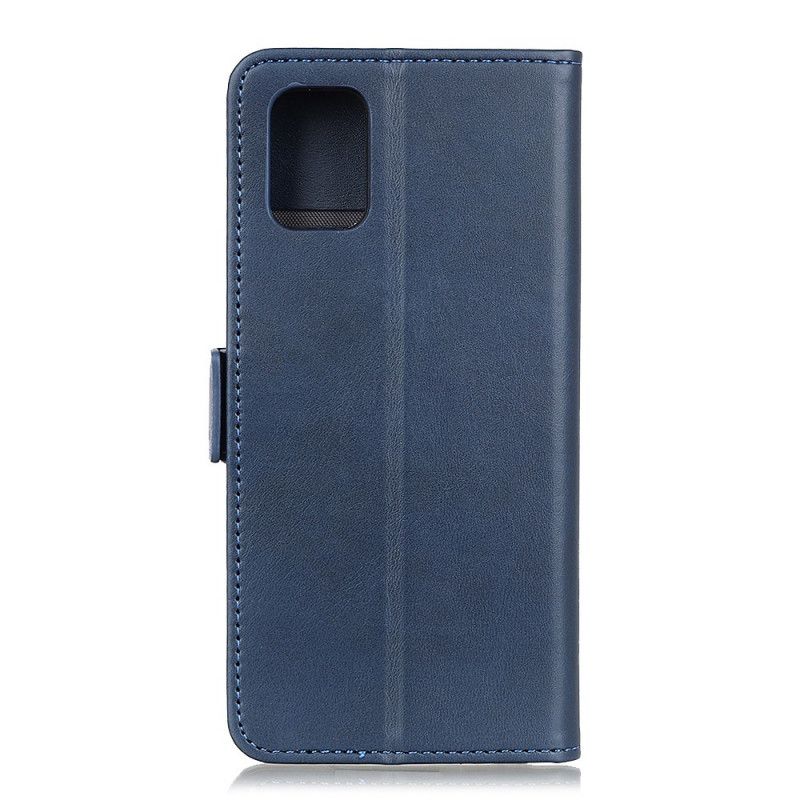 Leren Hoesje Realme C11 Rood Zwart Telefoonhoesje Dubbele Klep