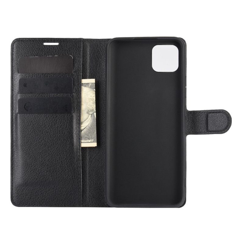 Leren Hoesje voor Realme C11 Wit Zwart Klassiek Lychee-Effect