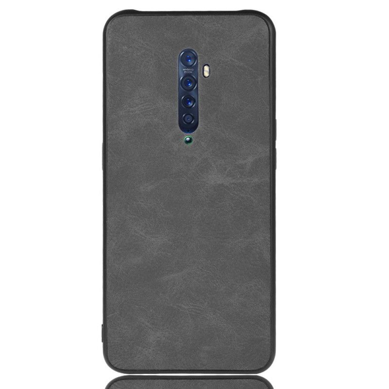 Hoesje Oppo Reno 2 Donkerblauw Zwart Verfijnde Look Met Leereffect