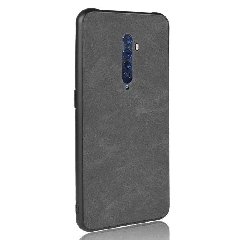 Hoesje Oppo Reno 2 Donkerblauw Zwart Verfijnde Look Met Leereffect