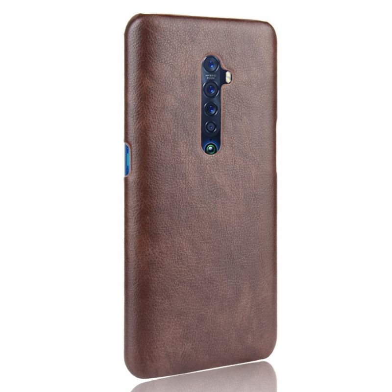 Hoesje Oppo Reno 2 Grijs Zwart Lychee Leereffect