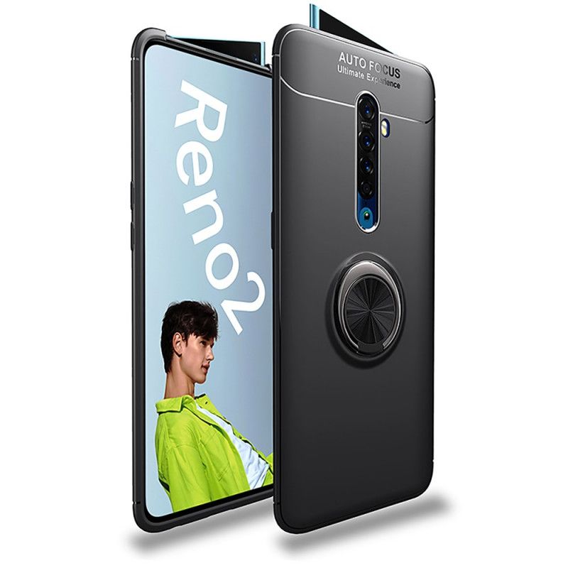 Hoesje Oppo Reno 2 Rood Zwart Roterende Ring