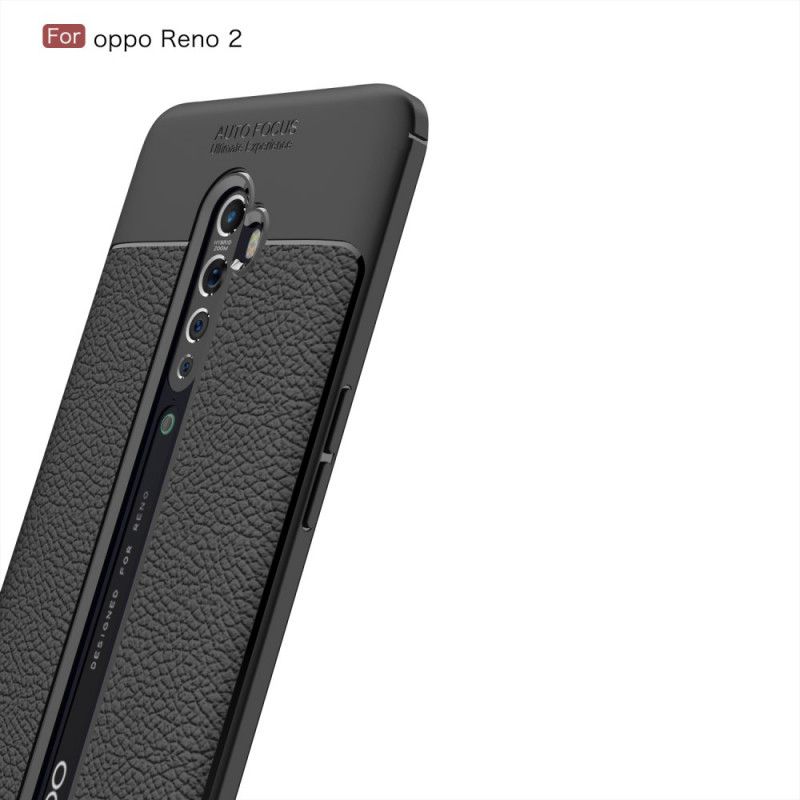 Hoesje voor Oppo Reno 2 Rood Zwart Dubbellijns Lychee Leereffect