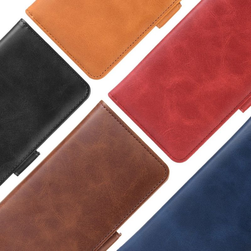 Leren Hoesje Oppo Reno 2 Rood Zwart Dubbele Klep