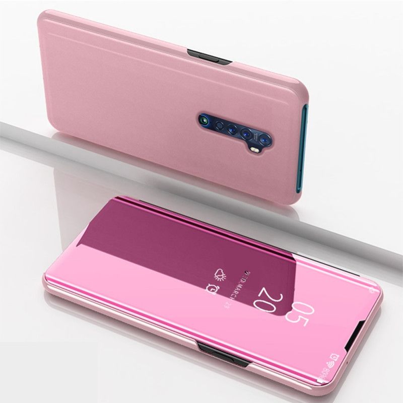 Zichtafdekking Oppo Reno 2 Donkerblauw Zwart Spiegel En Kunstleer
