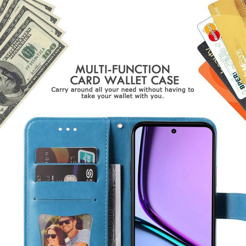 Leren Hoesje Voor Realme C67 Bloemenpatroon Met Bandje