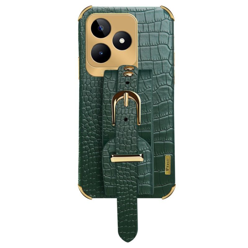 Case Hoesje Realme C53 Telefoonhoesje Armbandsteun Met Krokodillenprint