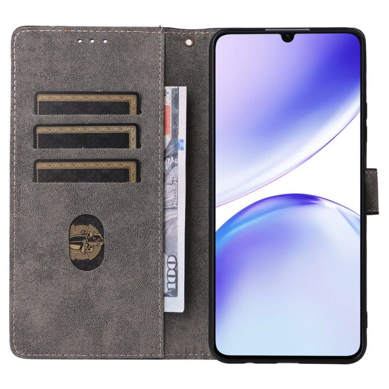 Flip Case Leren Realme C53 Rfid-bescherming Met Koord