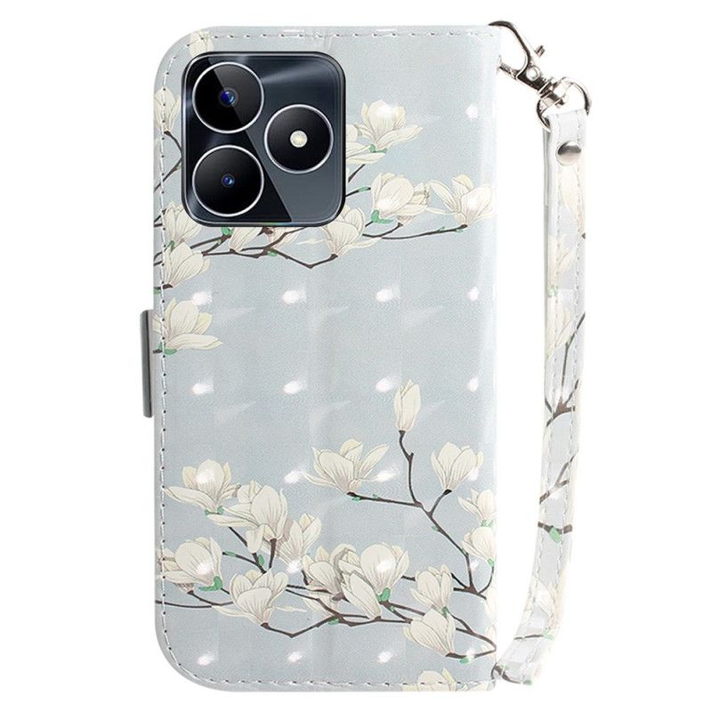 Folio-hoesje Realme C53 Houder Met Magnolia En Koord