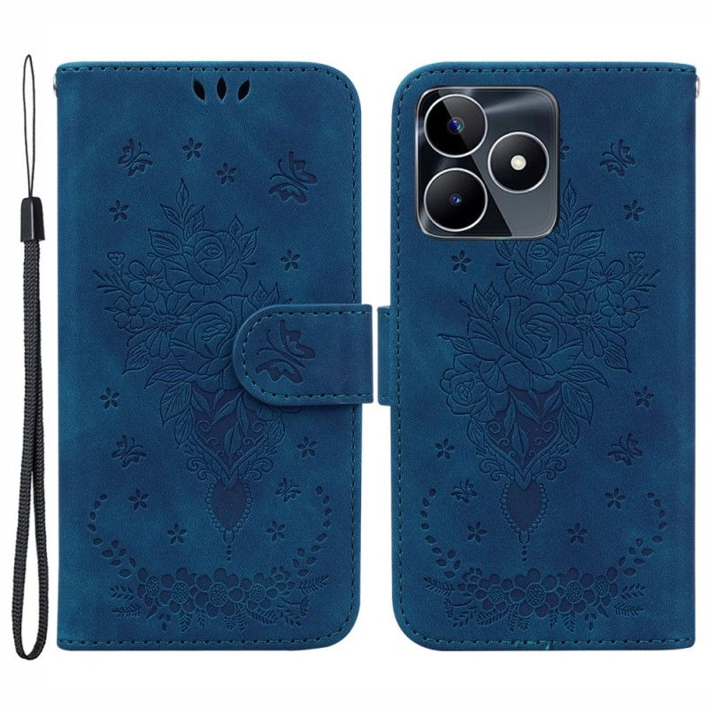 Folio-hoesje Realme C53 Rozen- En Vlinderpatroon