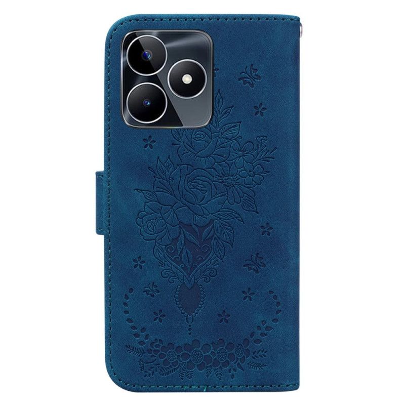 Folio-hoesje Realme C53 Rozen- En Vlinderpatroon