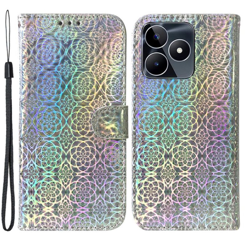 Folio-hoesje Realme C53 Telefoonhoesje Discostijl Met Koord