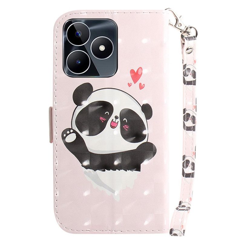 Folio-hoesje Realme C53 Telefoonhoesje Houder Met Panda-liefde En Koord