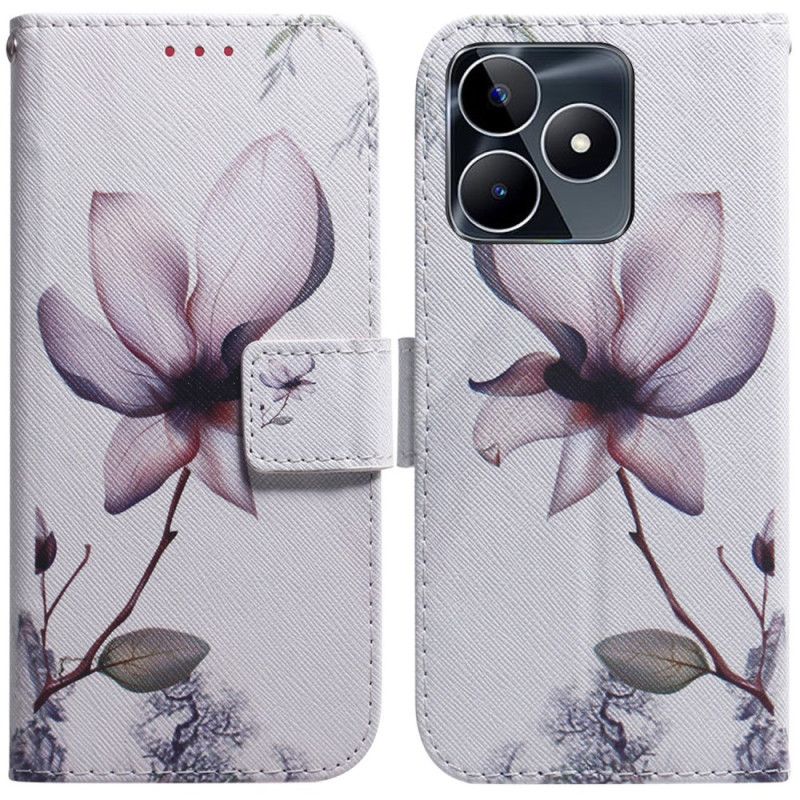 Folio-hoesje Realme C53 Telefoonhoesje Roze Bloem