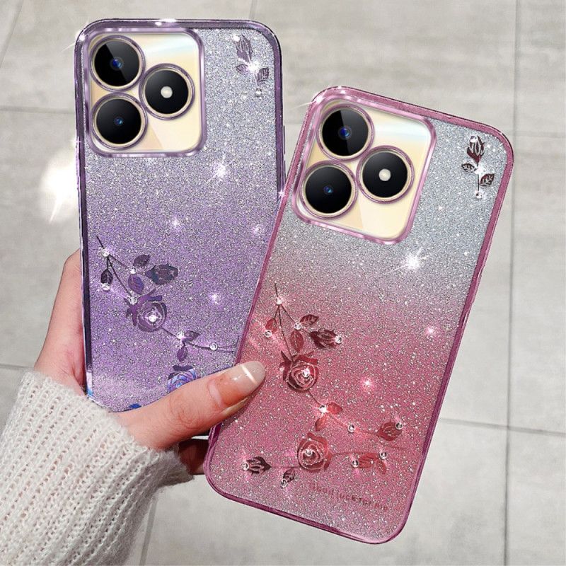 Hoesje Realme C53 Kadem Houder Met Glitter En Strasssteentjes Bescherming Hoesje