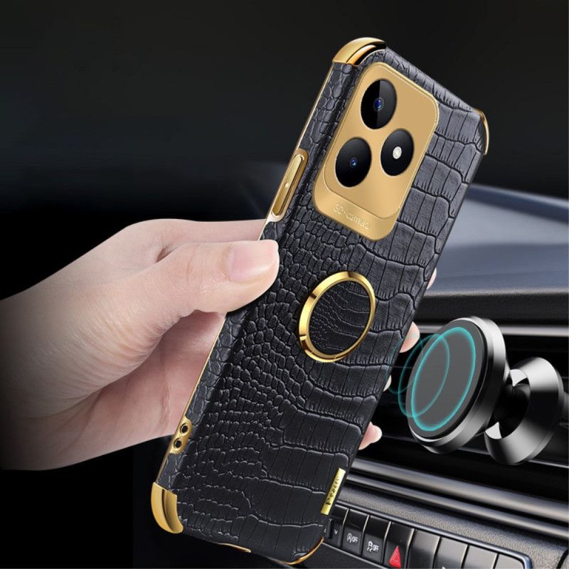 Hoesje Realme C53 Ringhouder Met Krokodillenleerstructuur