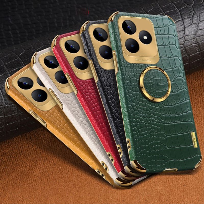 Hoesje Realme C53 Ringhouder Met Krokodillenleerstructuur