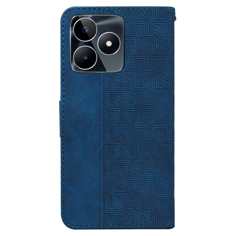 Leren Hoesje Realme C53 Bandje Met Geweven Patroon Bescherming Hoesje