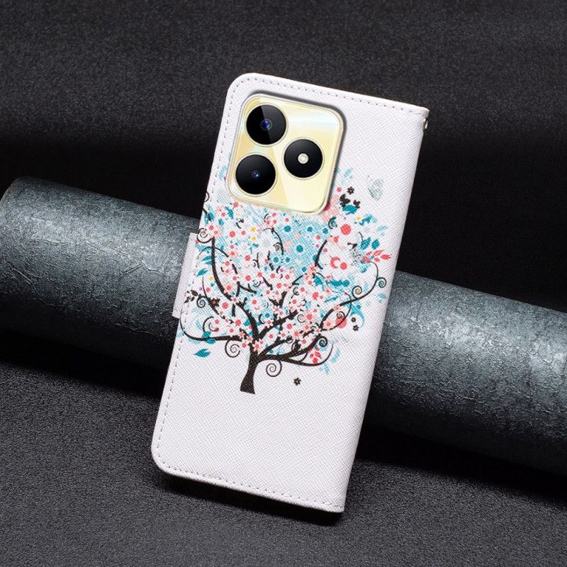 Leren Hoesje Voor Realme C53 Bloeiende Boom