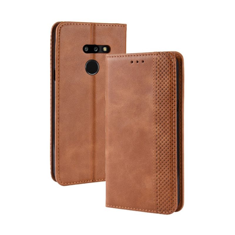 Folio-hoesje ThinQ LG G8 ThinQ Donkerblauw Zwart Telefoonhoesje Gestileerd Vintage Leereffect