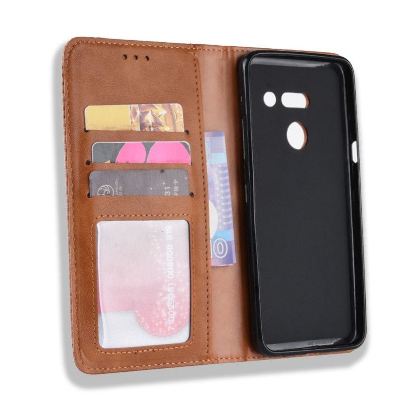 Folio-hoesje ThinQ LG G8 ThinQ Donkerblauw Zwart Telefoonhoesje Gestileerd Vintage Leereffect
