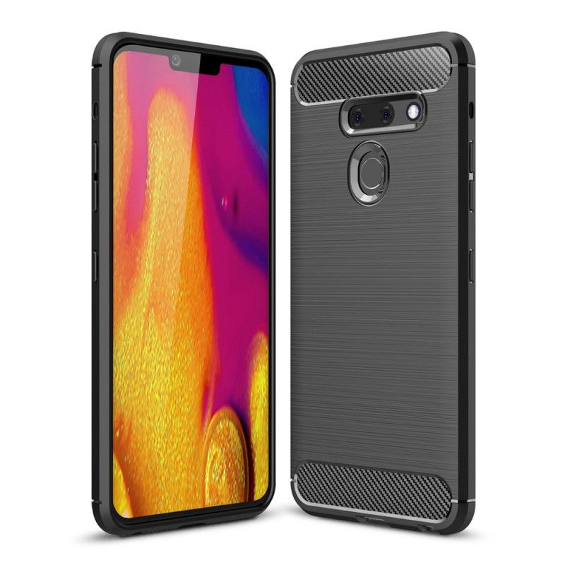 Hoesje voor ThinQ LG G8 ThinQ Rood Zwart Geborsteld Koolstofvezel