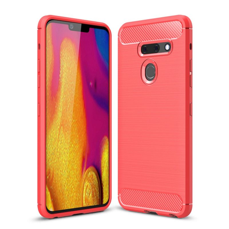 Hoesje voor ThinQ LG G8 ThinQ Rood Zwart Geborsteld Koolstofvezel