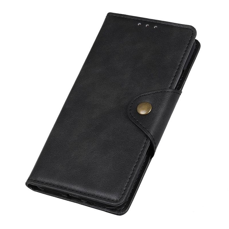 Leren Hoesje ThinQ LG G8 ThinQ Donkerblauw Zwart Knoop Imitatieleer