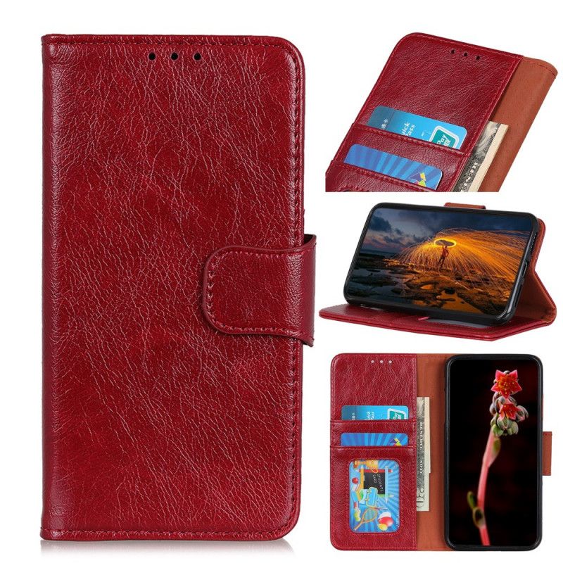 Leren Hoesje voor ThinQ LG G8 ThinQ Rood Zwart Split Nappaleer